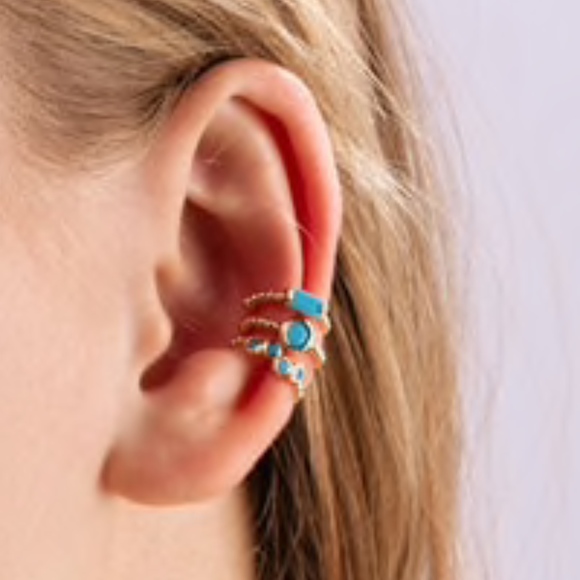 Boutique Jewelry - Turquoise and Gold Ear Cuff Set